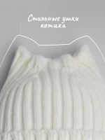 Шапка для девочки осенняя c ушками и снуд