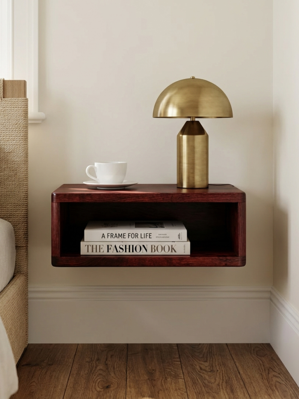 Тумба прикроватная, 47х29х14.5, Мелания, подвесная, с полкой, массив березы, Dipriz