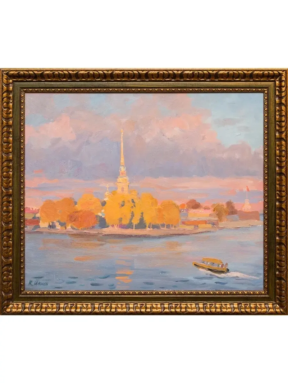 Картина маслом Солнце на заячьем острова Ильин