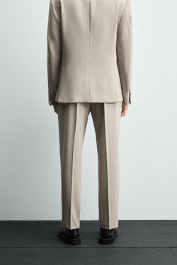 ZARA КОСТЮМНЫЕ БРЮКИ SLIM FIT, ПЕСОЧНЫЙ МЕЛАНЖ