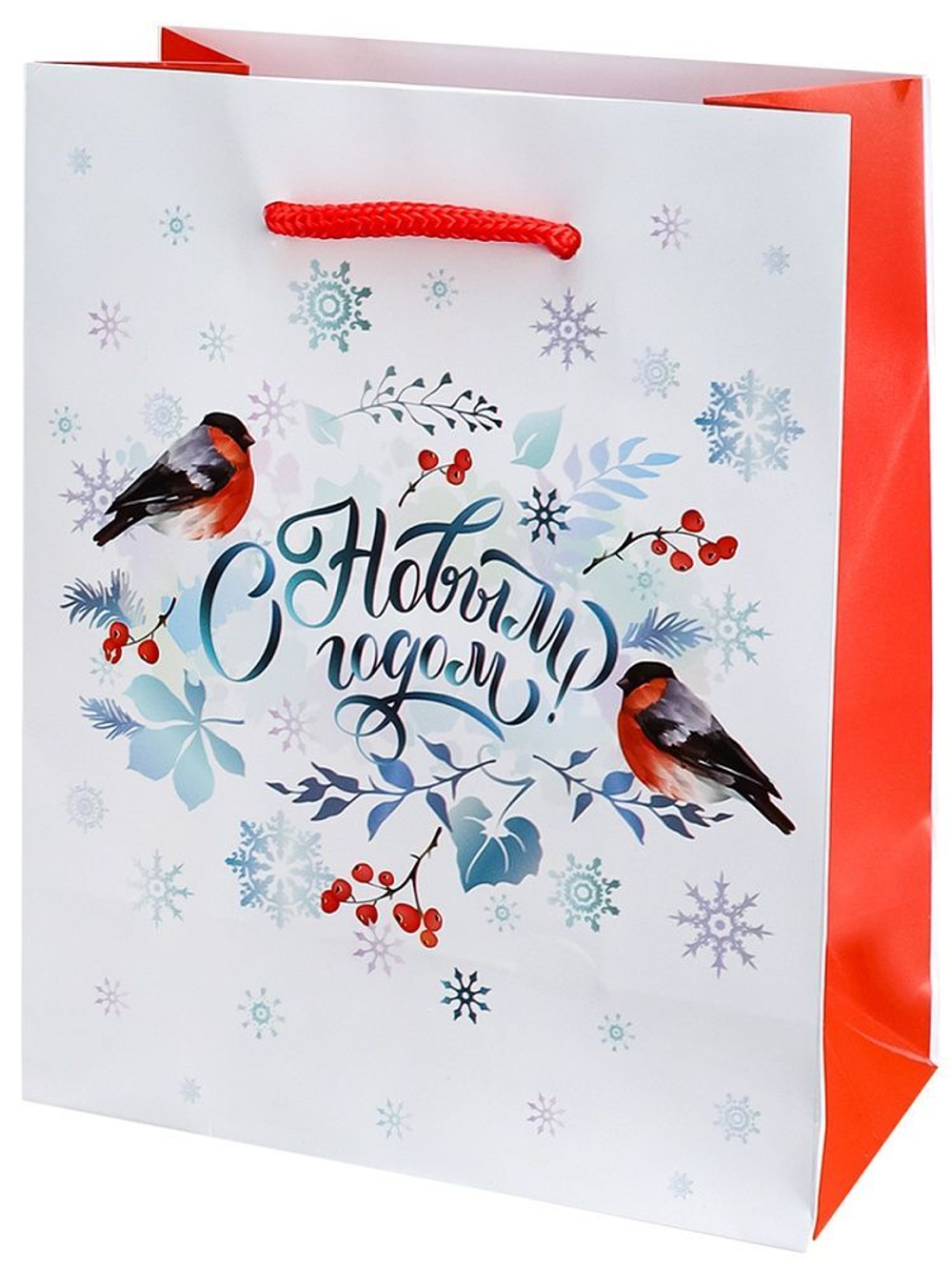 Пакет подар. бум. новогодн. 11,5*14,5*6см, 157 гр/м "Снегири"