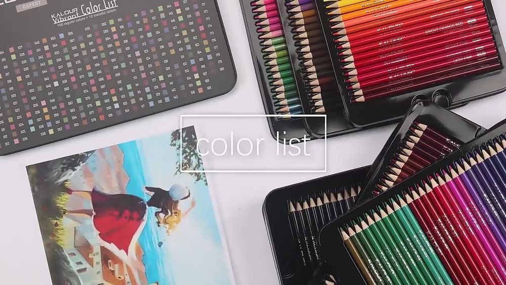 Карандаши акварельные Kalour 180 цветов металлический пенал