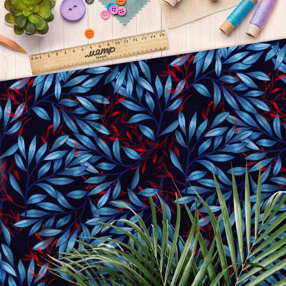 Ткань мембрана контрастные листья в темноте на чёрном фоне