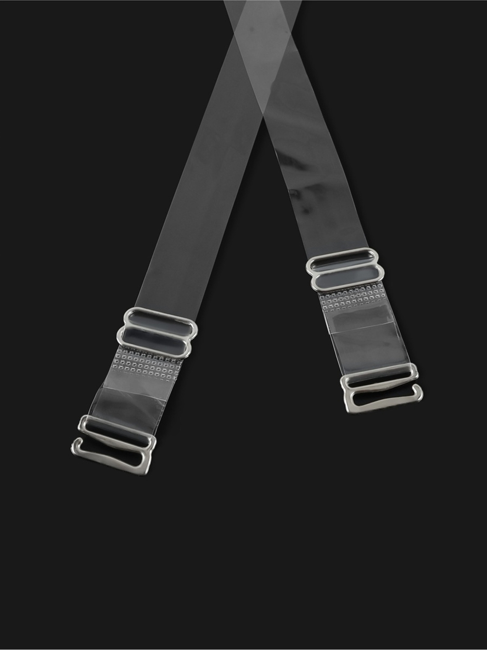 Лямки для бюстгальтера, силиконовые, фурнитура металл, 1.5 см, 37 см, пара, прозрачные, 916560