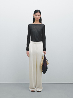 Massimo Dutti Кашемировый свитер с круглым вырезом - Limited Edition, черный