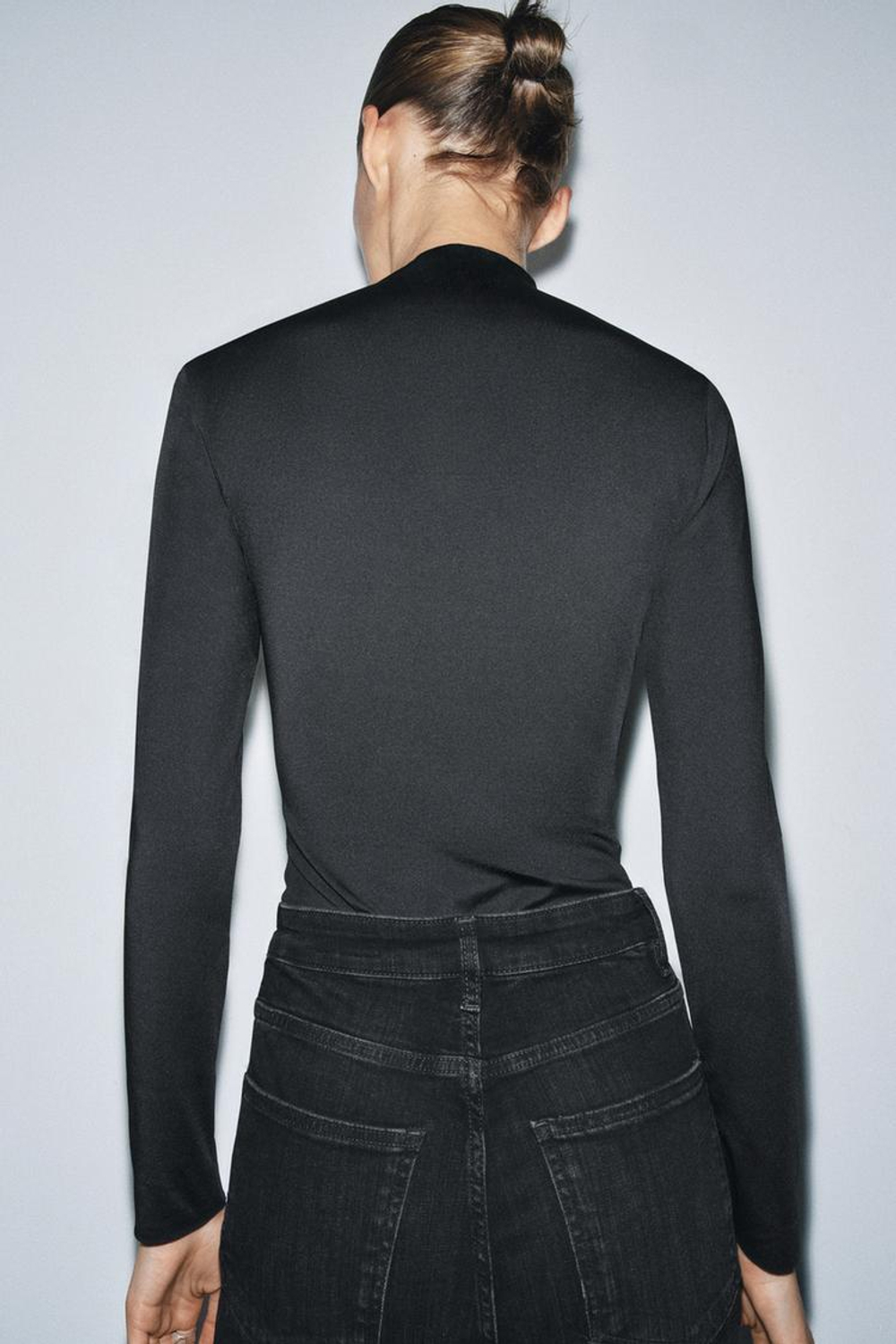 ZARA БОДИ СО СБОРКАМИ, ЧЕРНЫЙ