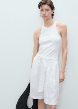 Льняные бермуды с поясом