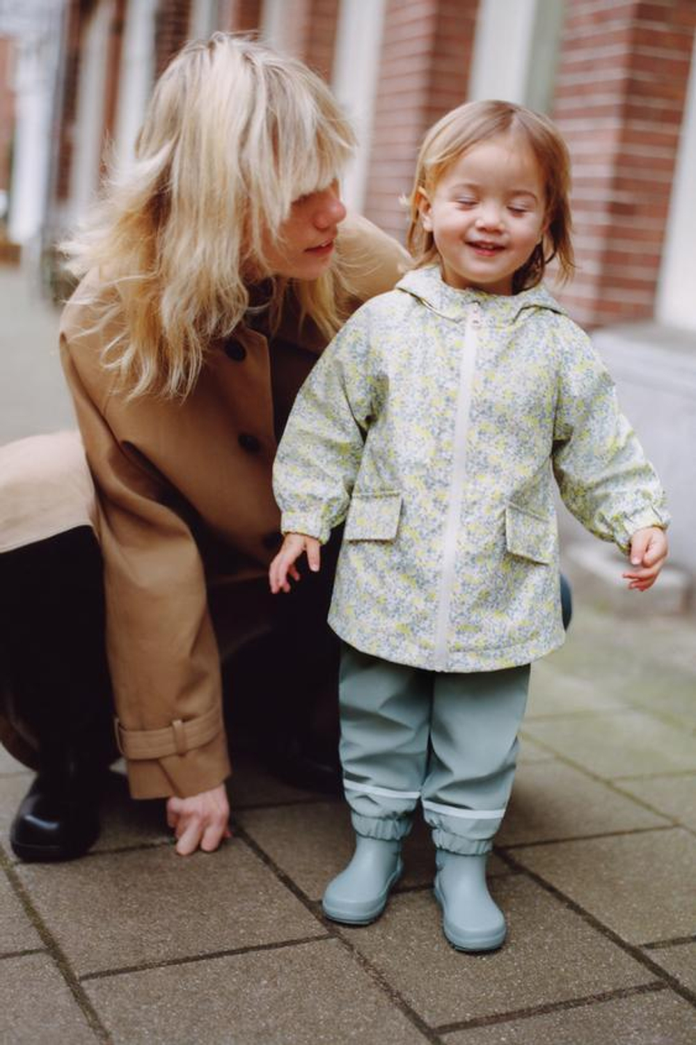 ZARA ПРОРЕЗИНЕННЫЙ КОМБИНЕЗОН WATER-REPELLENT, СИНЕВАТЫЙ