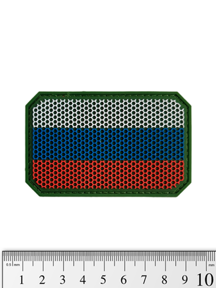 Шеврон Флаг России гекс большой PVC. Олива