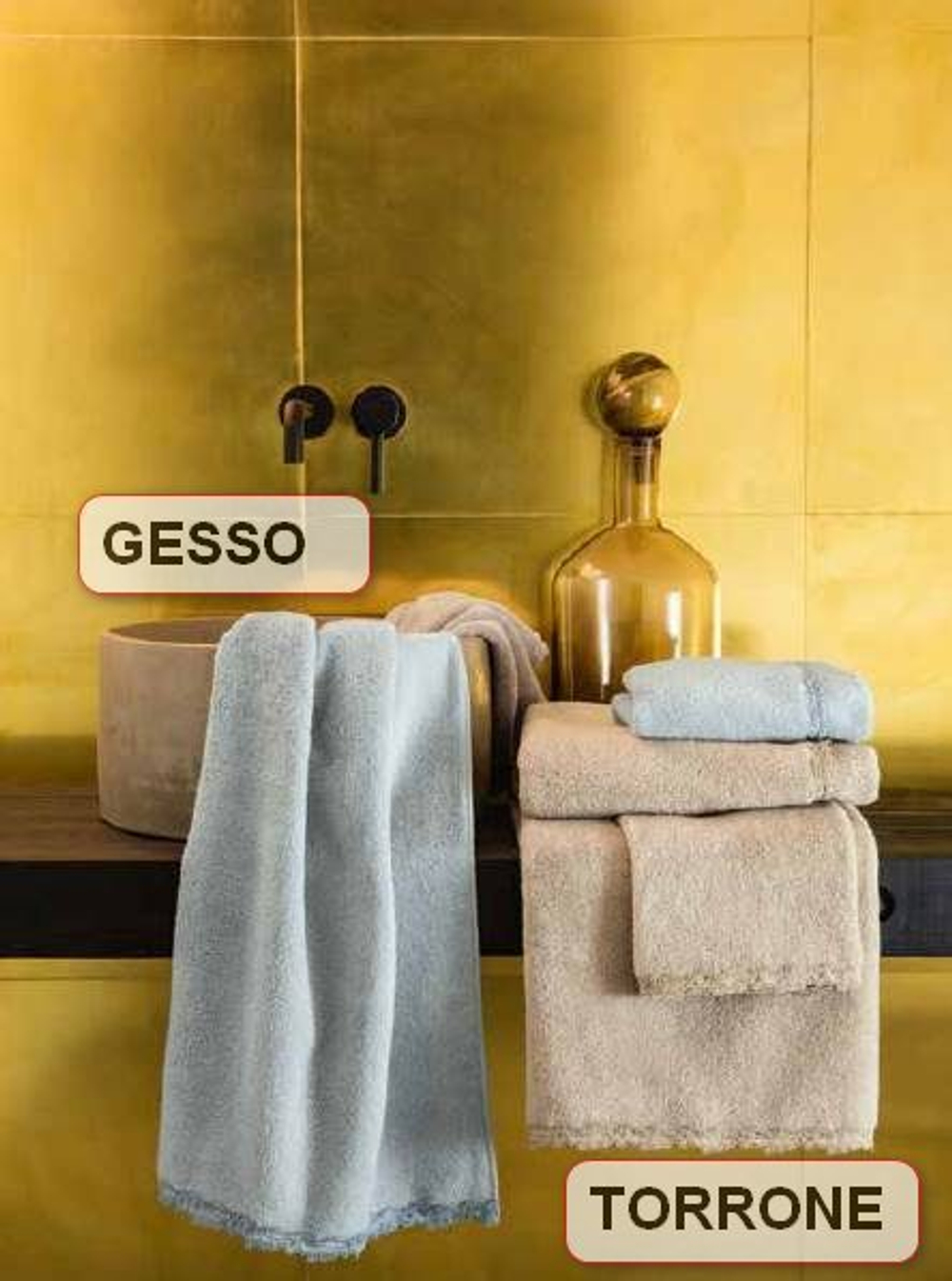 Полотенце 100х150 La Perla Petit Maison gesso серо-голубое с кружевом