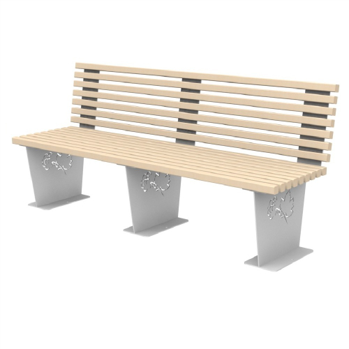 Скамья парковая PO-2002, 2000*625*867 мм., со спинкой и декоративными элементами