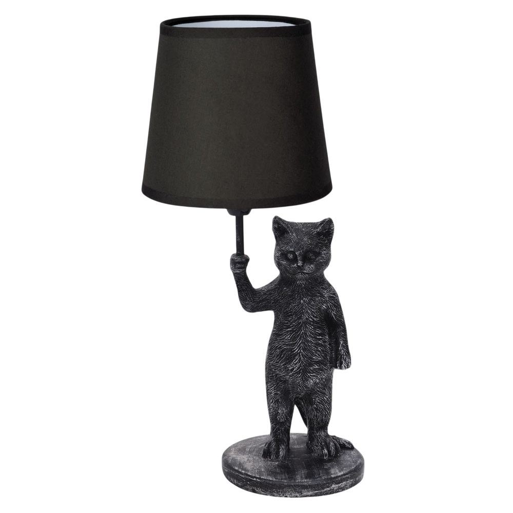 UML-B465 E14 SILVER-BLACK Светильник настольный декоративный Кот. под лампу E14. 40W. Механический выключатель. Серебристый-черный. ТМ Uniel