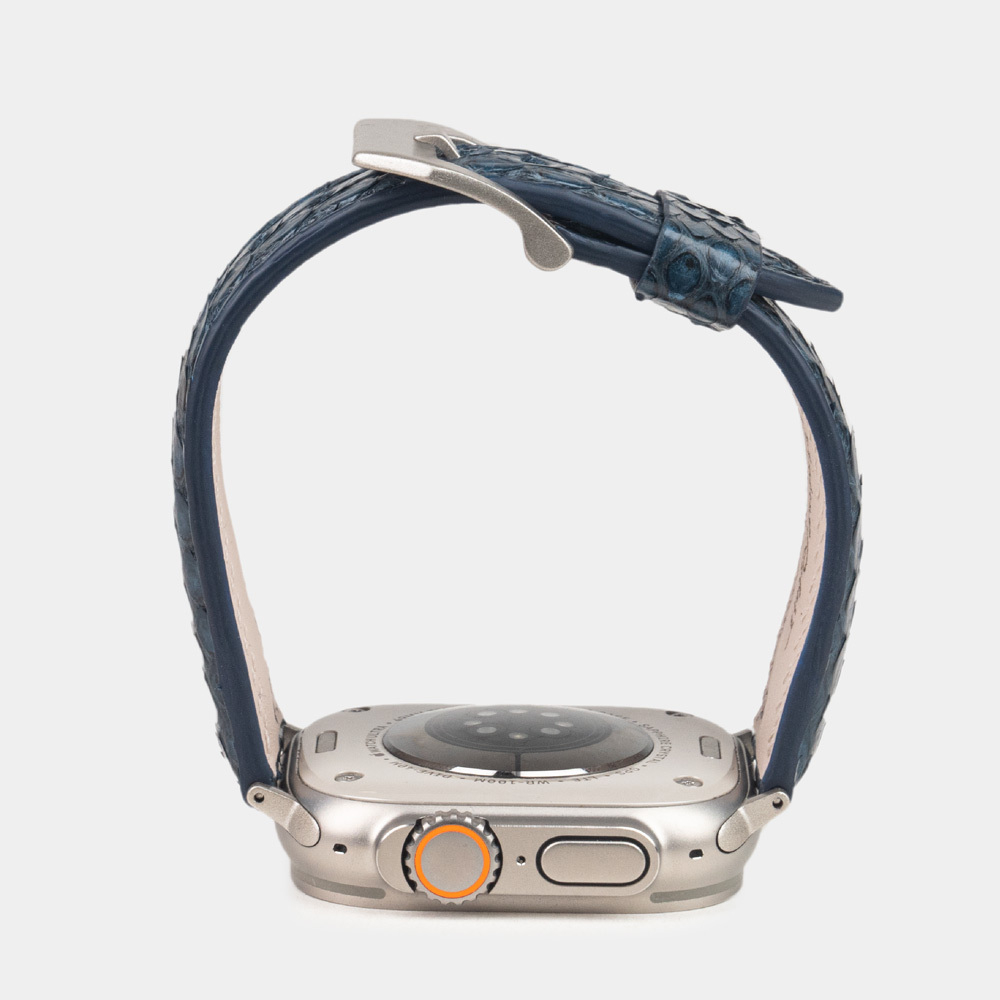 Ремешок для Apple Watch Ultra 49mm из кожи питона, синего цвета