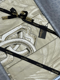 Постельное белье 2 спальное евро макси Roberto Cavalli Plumage Avorio светло-бежевое