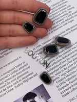 Пуговицы серебряные с черной эмалью Винтаж