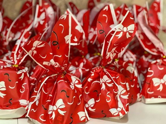 Новогодние подарочные пакеты, 5шт., 13 * 23 см, красный