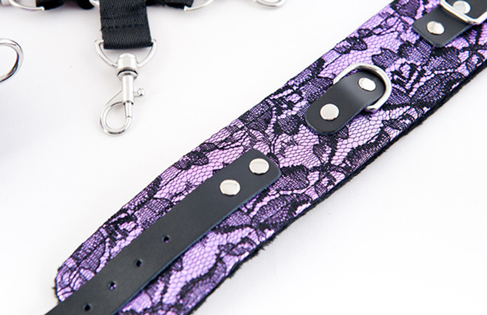 Пурпурный кружевной бондажный комплект ToyFa Marcus 714003