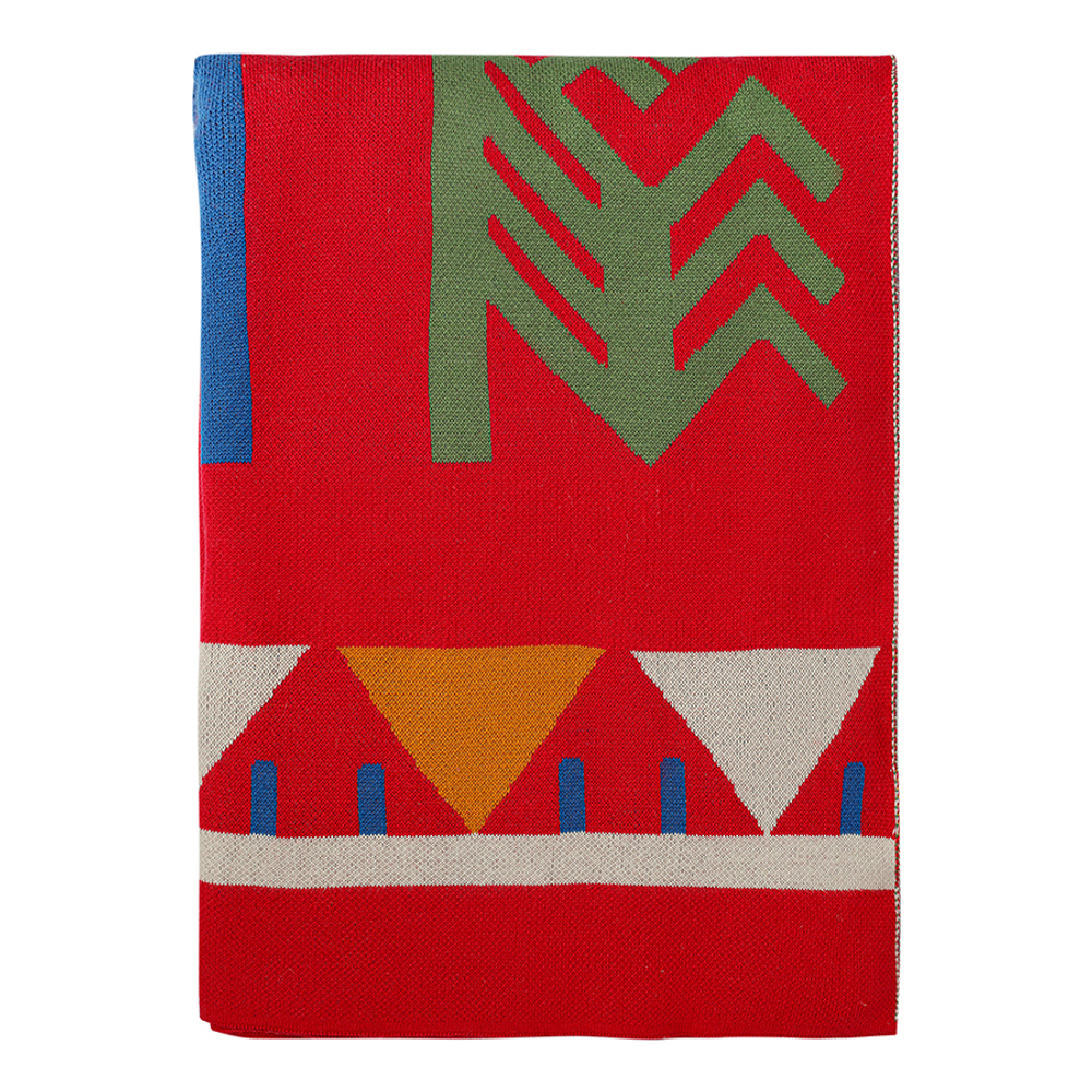 Плед из хлопка по мотивам чувашских орнаментов из коллекции cultural heritage, 130х180 см