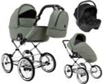 Детская коляска Roan Bass Next Classic d14 2.0 3 в 1 с автокреслом Pituso Baesa Pro Black BSNC/92/2 Sage Green/Black/руч.Black