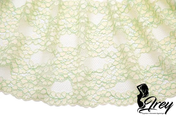 03-174 Кружево эластичное 16 см, желтый/салатовый