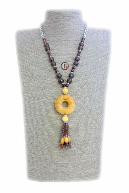 Колье из нефрита и раухтопаза