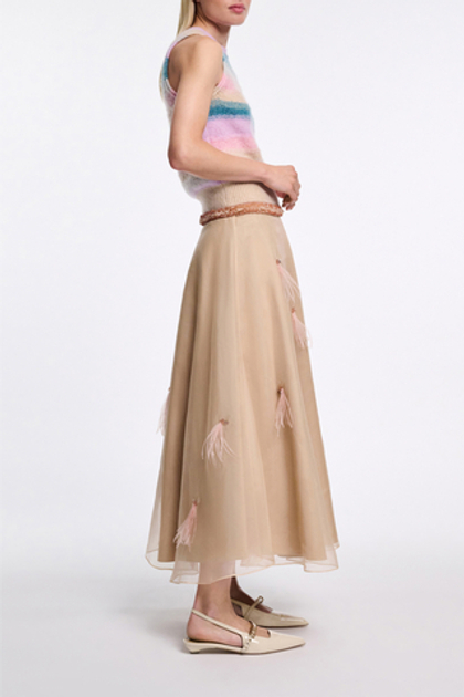 Dorothee Schumacher Юбка из шелка с деталями из перьев