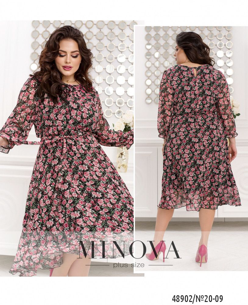 Платье 20-09-черный -малина Minova
