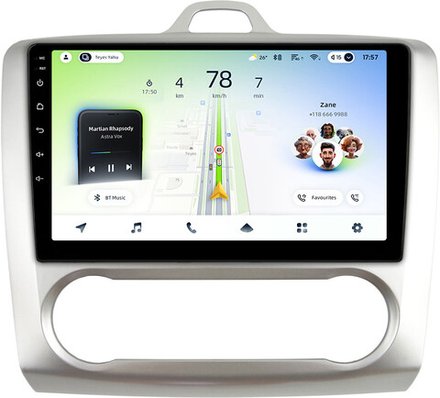 Магнитола для Ford Focus 2 2004-2011 (климат) - Teyes CC4L монитор 9" IPS на Android 14, Snapdragon 662, CarPlay, 4G SIM-слот