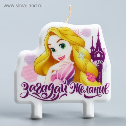 РАСПРОДАЖА Свеча в торт, Принцессы: Рапунцель, 8×8 см.
