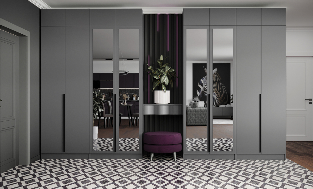 Шкаф Мадрид (0,8) с зеркалом графит серый