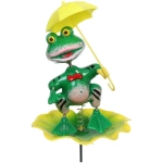 Фигура на спице «Лягушка с зонтиком» 60 см (фигура 13*10 см) для отпугивания птиц, микс