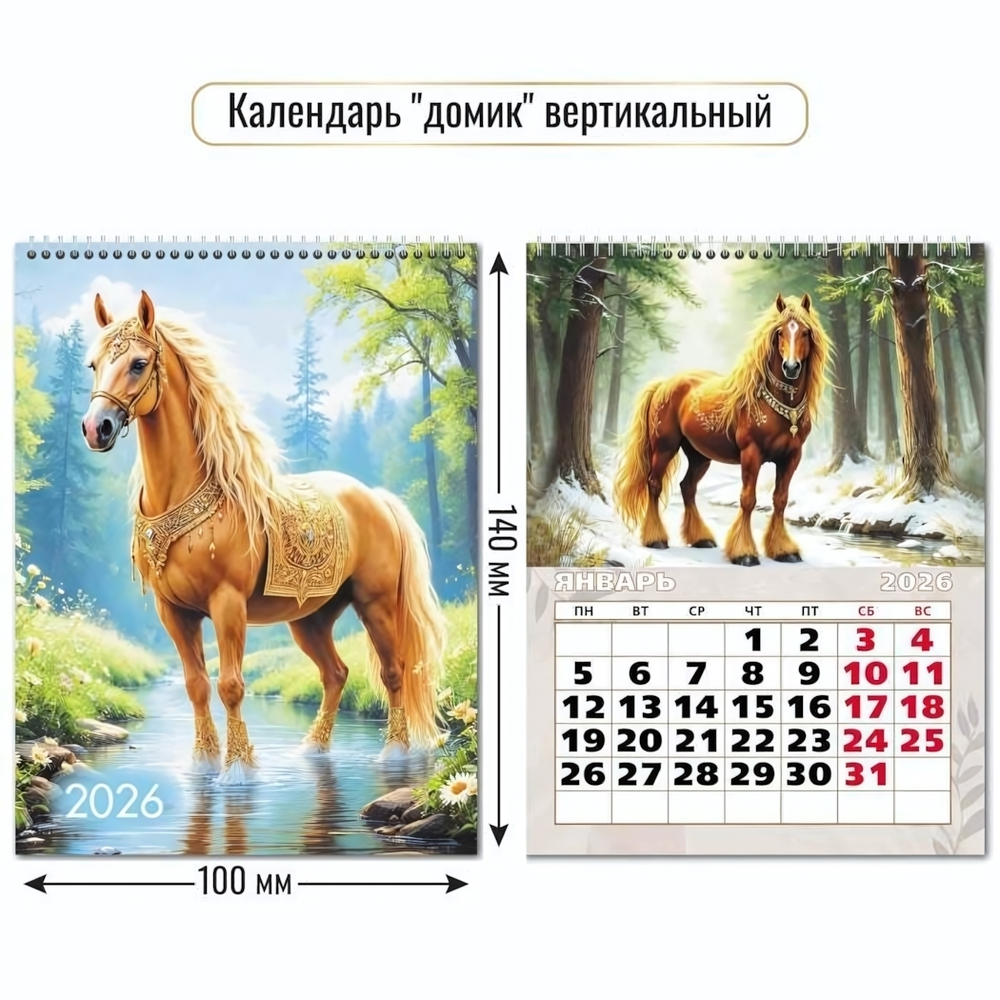Календарь-домик вертикальный 2026 символ года 9537 (Квадра)