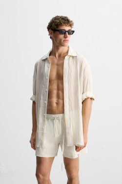 ZARA ПЛАВКИ ИЗ ВЫСОКОТЕХНОЛОГИЧНОЙ ТКАНИ, ЭКРЮ