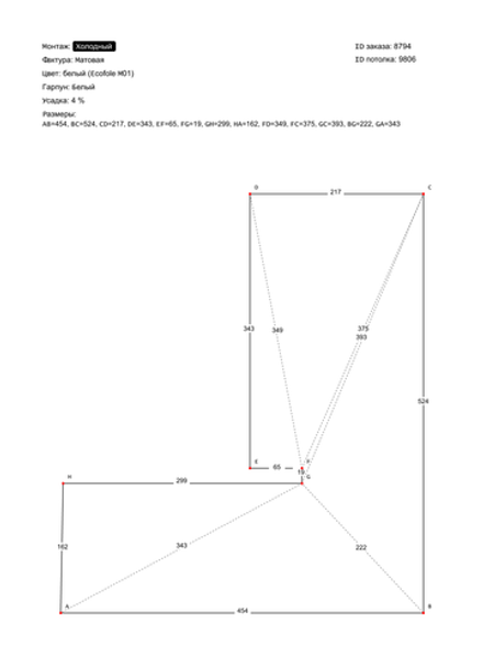 Матовый натяжной потолок 15.1 м2