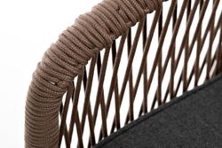 "Канны" диван 2-местный плетеный из роупа, каркас алюминий белый, роуп коричневый круглый, ткань серая