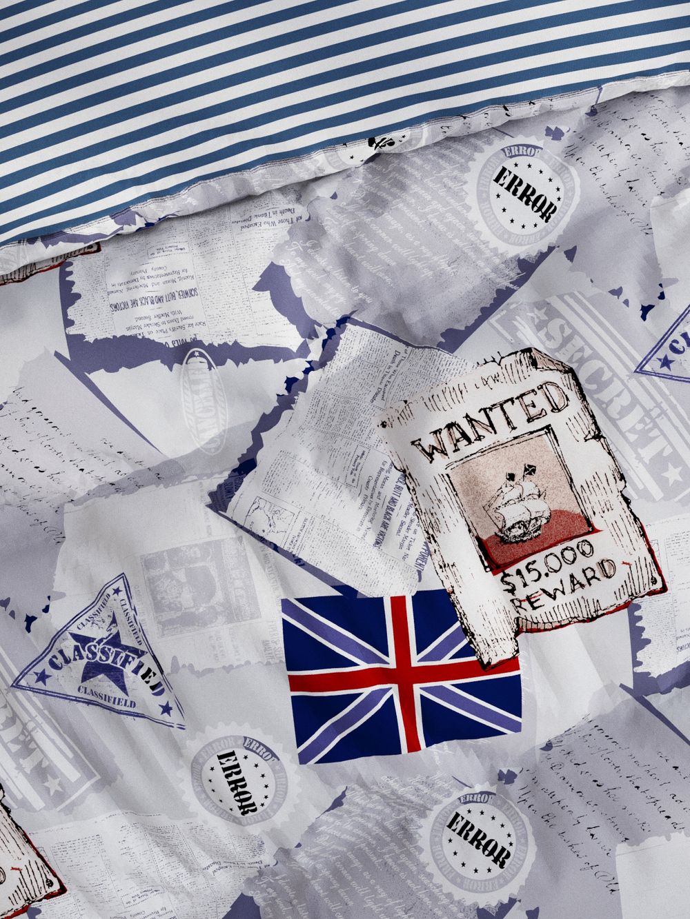 Пододеяльник поплин Сказка "WANTED/WANTED (компаньон)" 1,5-спальный на молнии 145x215 см