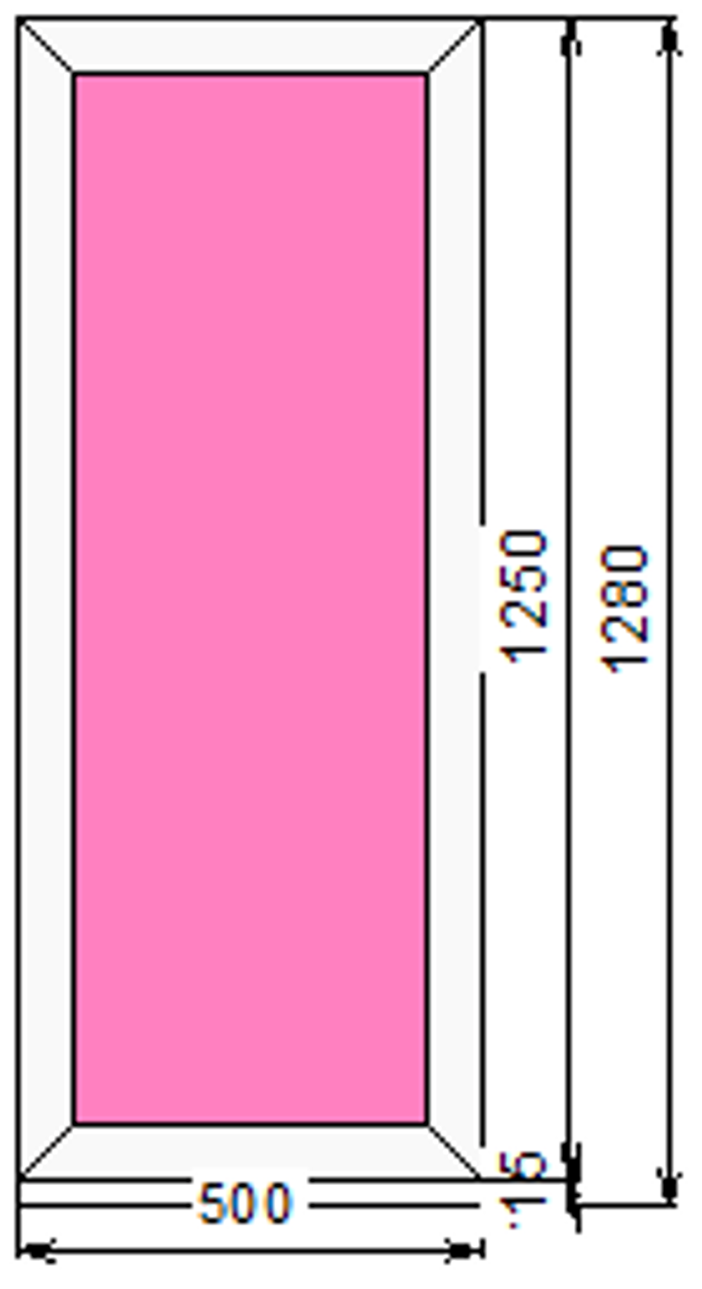 Пластиковое окно 1250 х 500 ТермА Эко с глухой створкой