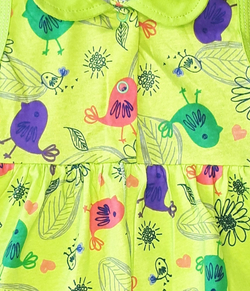 Боди платье Птички (зелёный)