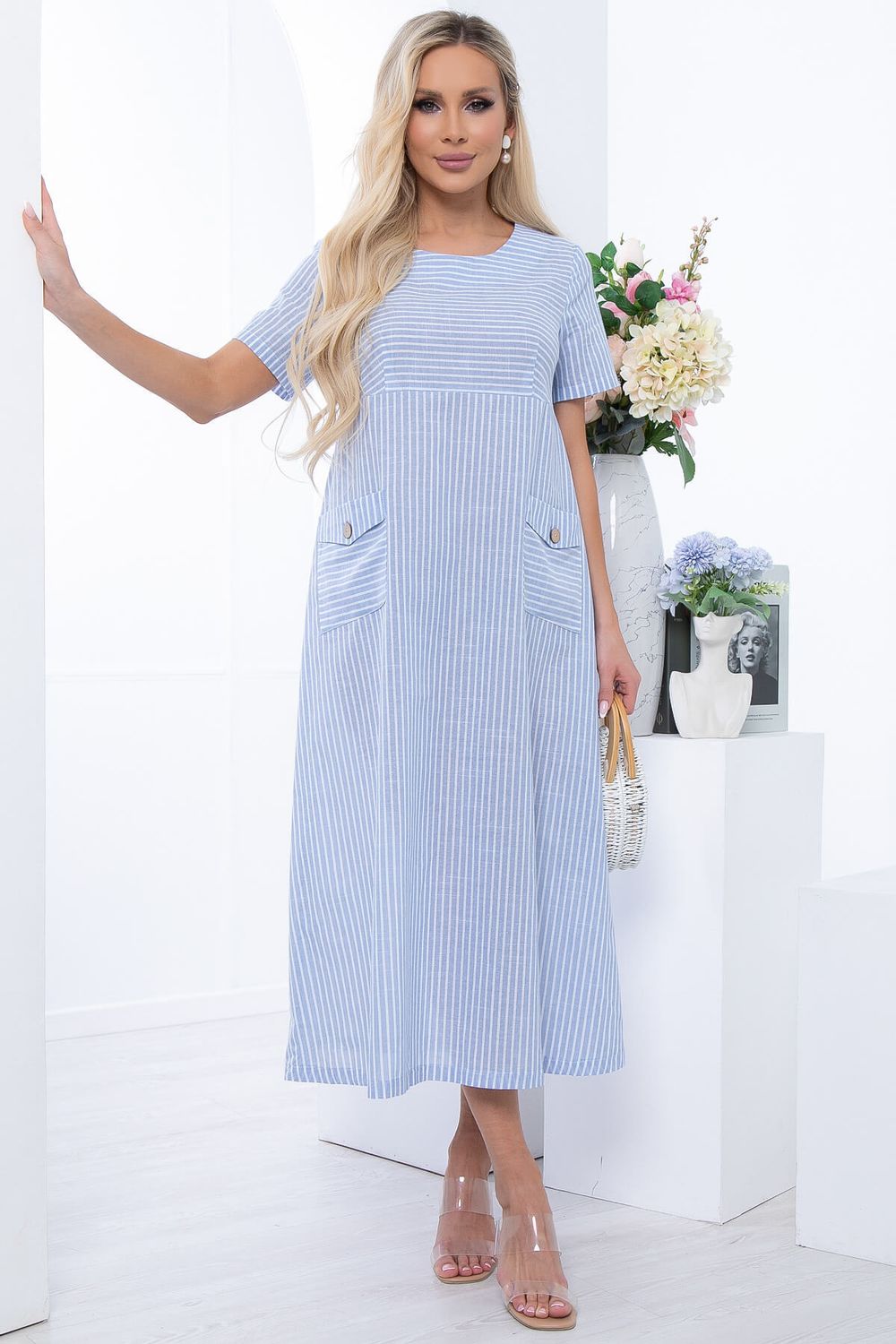 Платье "Сальма" (голубое) П6707 LT Collection (Акция)