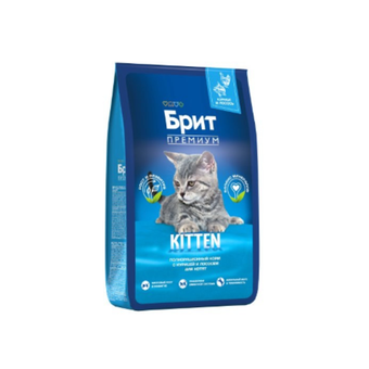 Сухой корм для котят BRIT PREMIUM с курицей и лососем "Cat Kitten", 8кг
