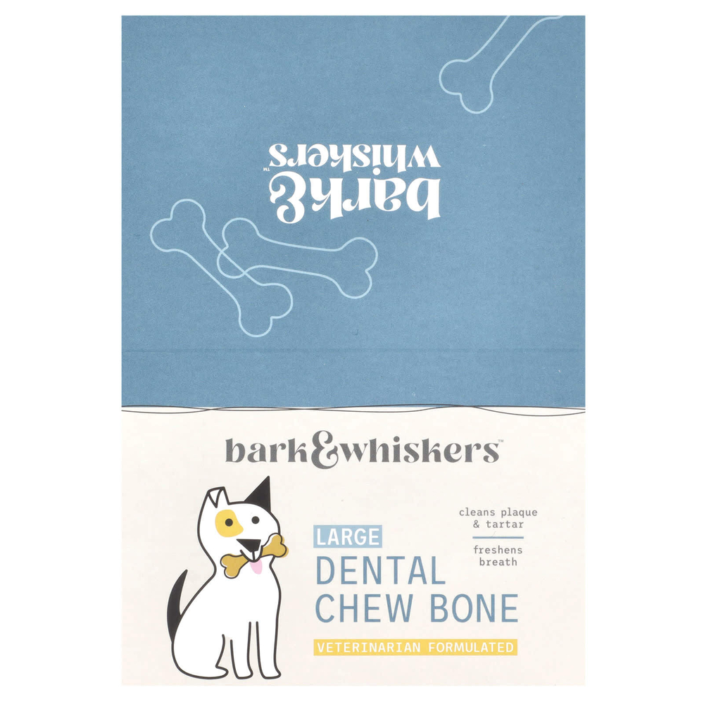 Dr. Mercola, Bark & Whiskers ™, Dental Chew Bones, для собак, для больших собак, 12 костей, 60 г (2,1 унции)