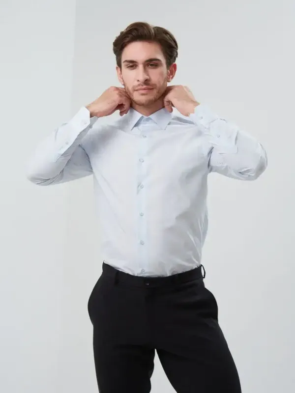 Рубашка приталенная SLIM FIT с длинным рукавом, светло-голубая