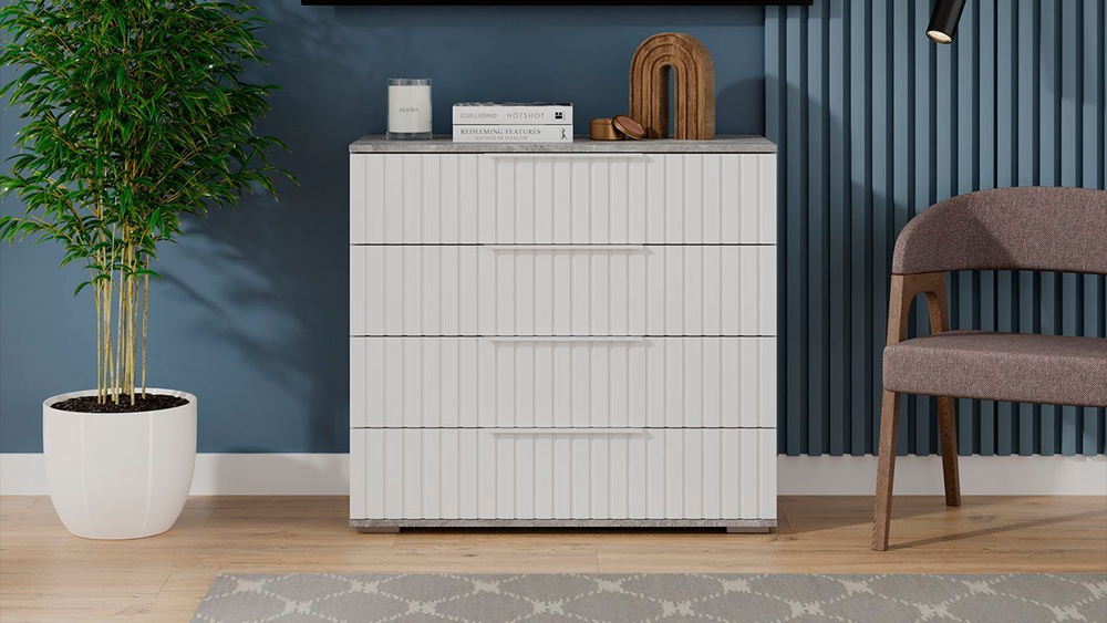 Комод для одежды с ящиками Дуб Крафт золотой/Графит матовый 4 ящика 92х41х84 см