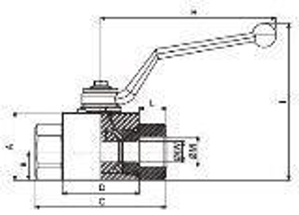 Кран 2-х ходовой шаровый NPT 1/2" DN12 P=500 с отверстиями для монтажа