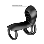 Черная насадка на пенис с 12 режимами вибрации Jammy (Цвет: черный)