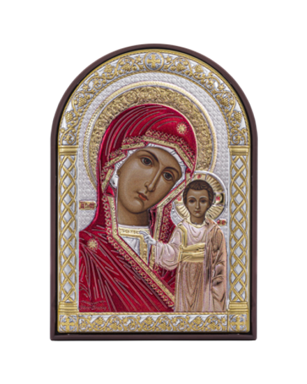 Казанская БМ, икона арочная, пластик коричневый, эмаль 80х115