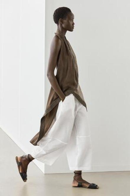 Massimo Dutti Брюки из смесовой льняной ткани, белый