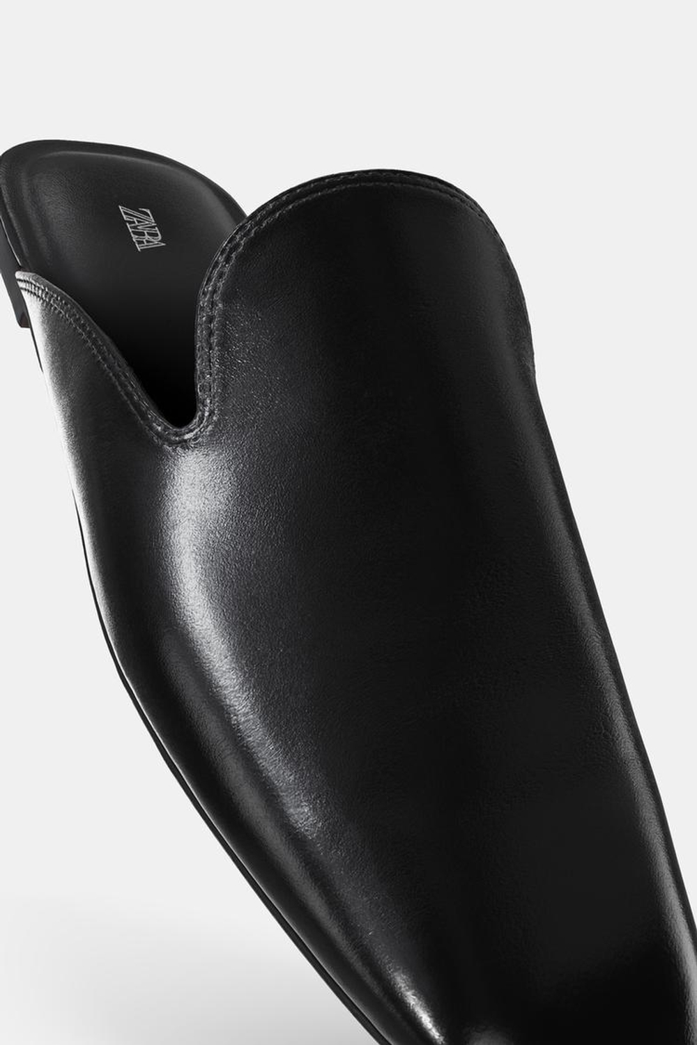 ZARA КОЖАНЫЕ МЮЛИ, ЧЕРНЫЙ
