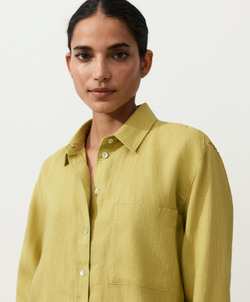 Oysho Рубашка свободного кроя из 100%-го льна, лаймовый