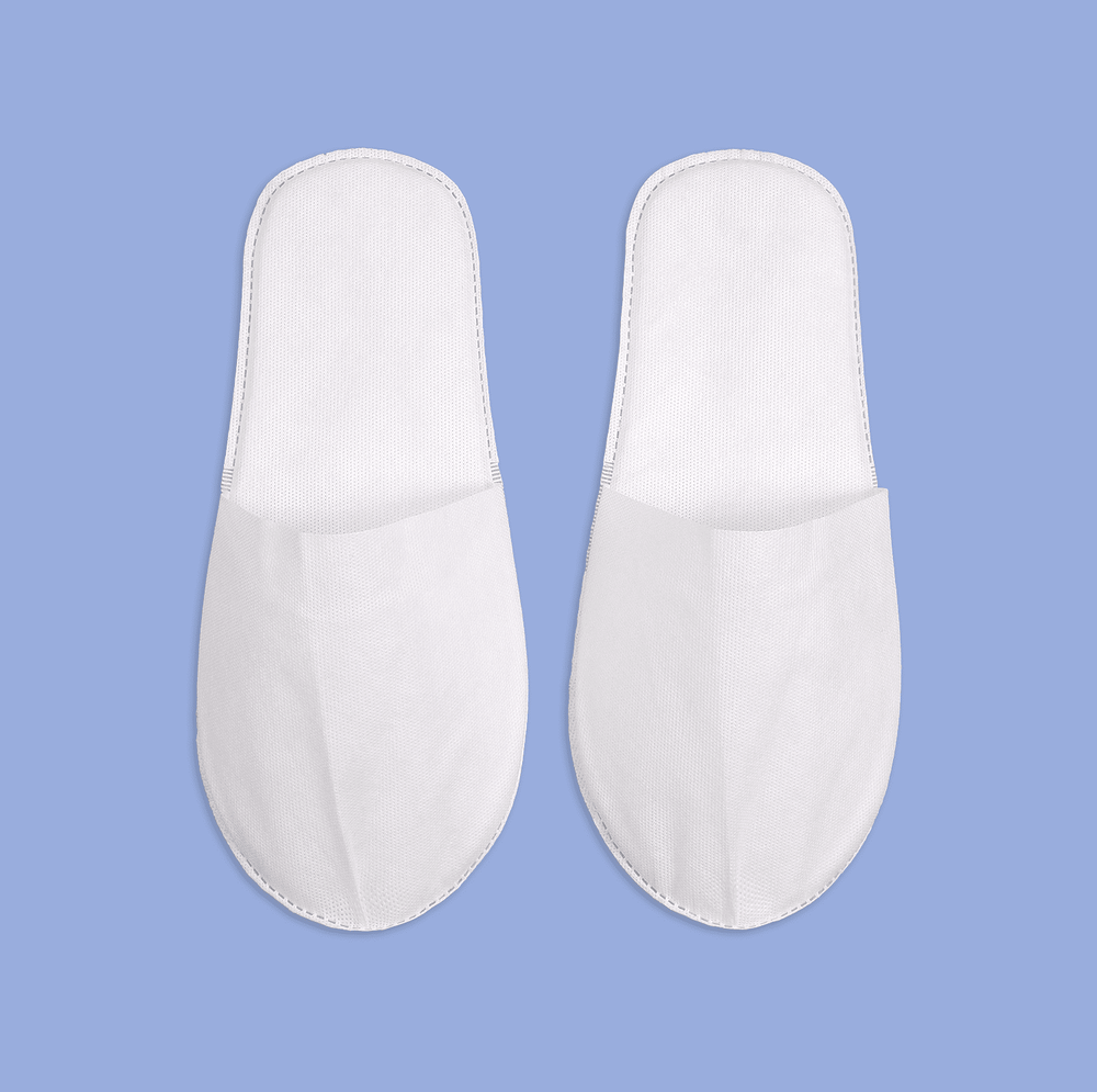 Тапки спанбонд, закрытый мыс (100 пар), одноразовые, белые, с накатом и подошвой 5 мм